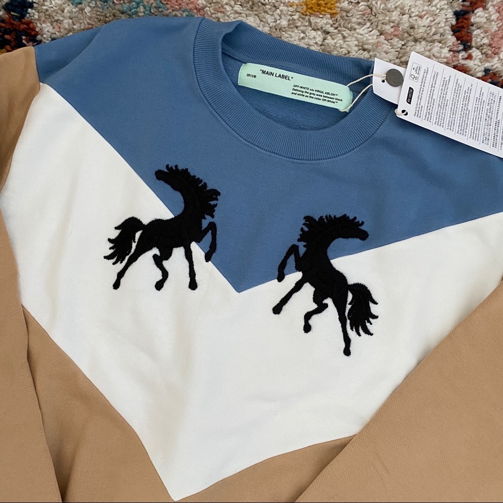New Off-White c/o Virgil Abloh Horses Crew Neck - Picture 2 of 9